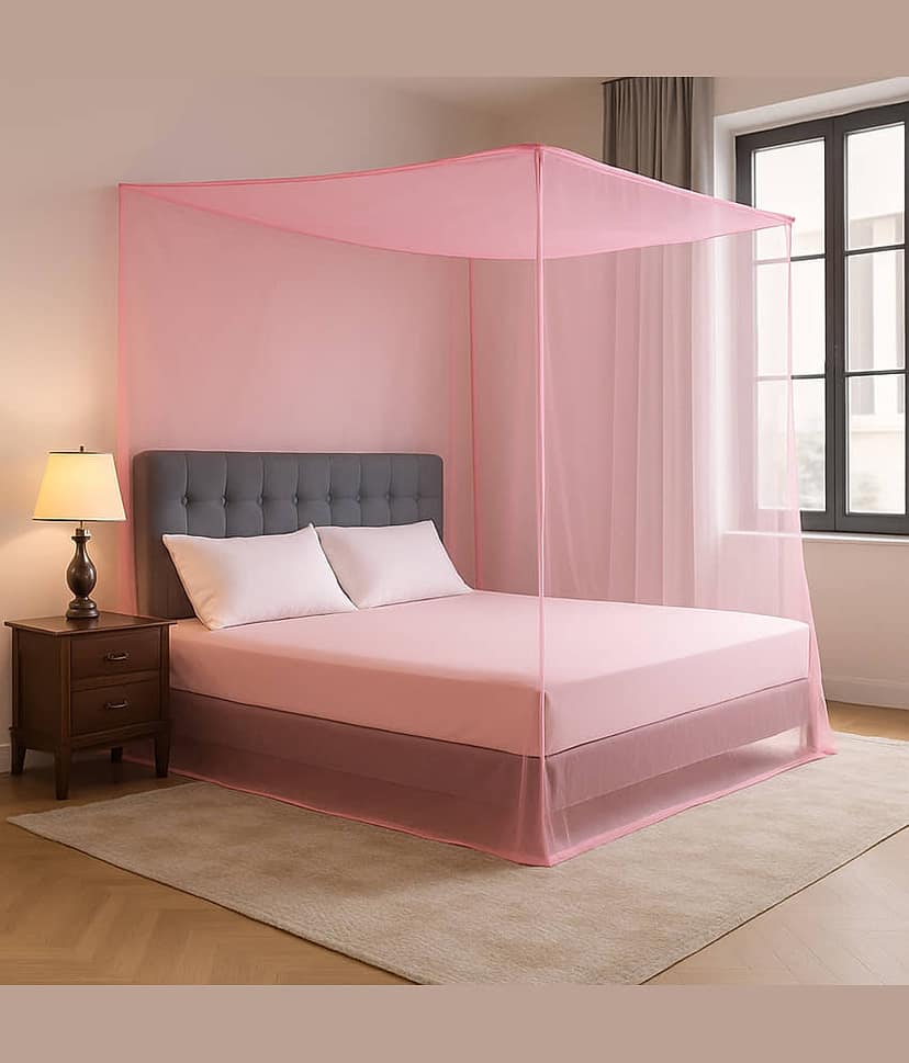 Evafly - Pink Polycotton Foldable Mosquito Net ( Pack of 1 )