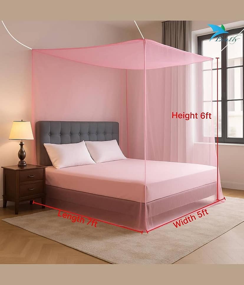 Evafly - Pink Polycotton Foldable Mosquito Net ( Pack of 1 ) view 2