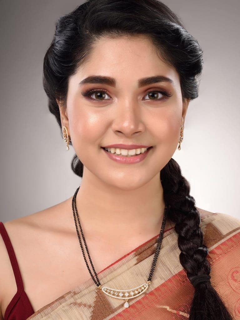 Gold Plated White AD Studded Mangalsutra Earrings view 3