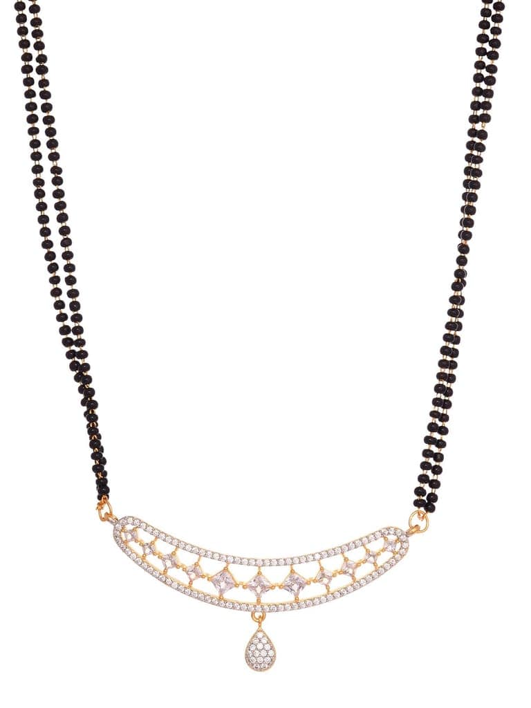 Gold Plated White AD Studded Mangalsutra Earrings view 7