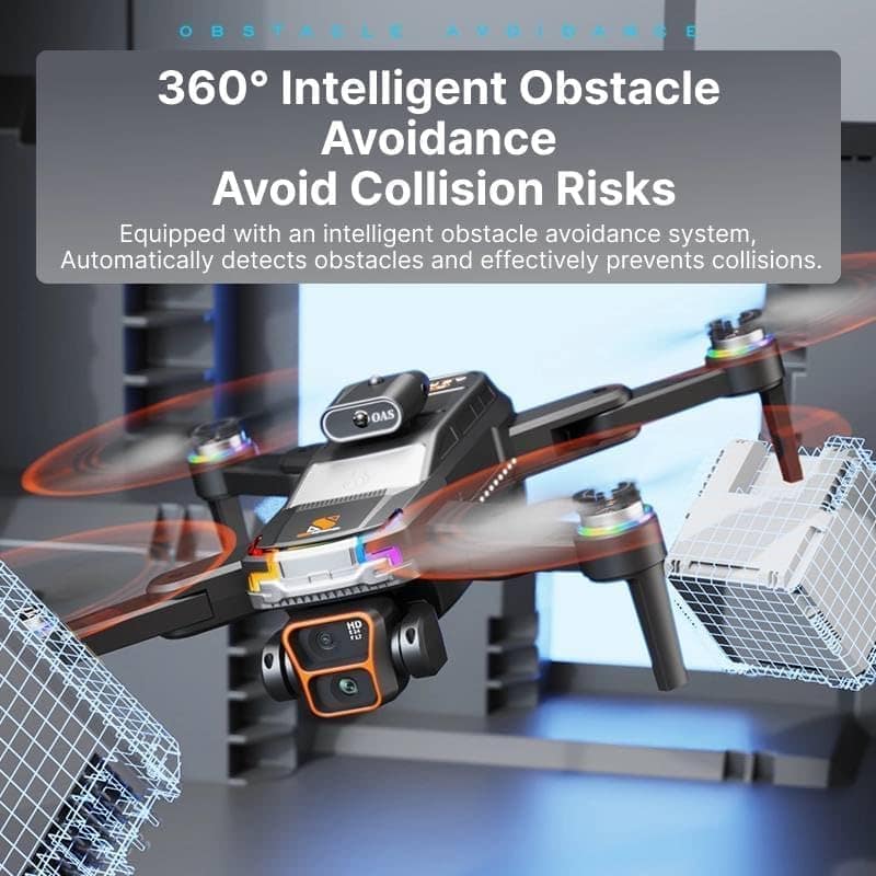 JS39P Drone with Dual 8K Camera, Dual Battery, 8GB Memory Card, Big Screen Remote Controller, 360° Obstacle Avoidance, Foldable RC Quadcopter for Kids & Beginners view 4