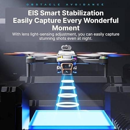 JS39P Drone with Dual 8K Camera, Dual Battery, 8GB Memory Card, Big Screen Remote Controller, 360° Obstacle Avoidance, Foldable RC Quadcopter for Kids & Beginners view 6