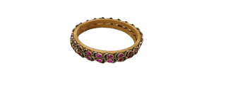 Gold Plated Bangle Set with Pink Stones