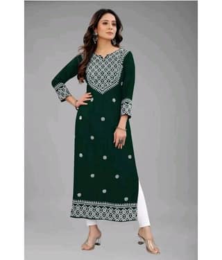 QPEEZ - Green Rayon Women's Straight Kurti ( Pack of 1 )