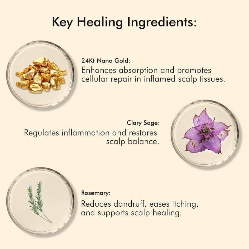 VEDICDERM 24Kt Nano Gold Hair Serum 100ml | Soothing Scalp Care For Psoriatic, Sensitive Scalp | Reduces Itching, Flaking & Redness | Strengthens Hair & Hydrates Scalp | Paraban & Sulfate Free Formula view 6