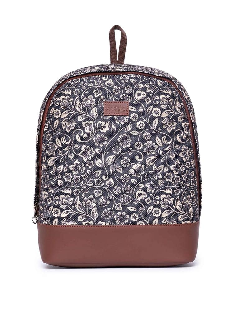 Printed Women's Jute Handcrafted Vegan Leather Multicolor Daypack/BackpackFor Travel, college, daily use, for girls women