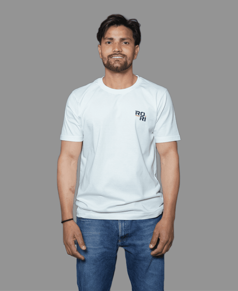 Premium Cotton Men's Classic Series Round Neck Half Sleeve T-Shirt by Rori | Solid Color | Made in India view 3