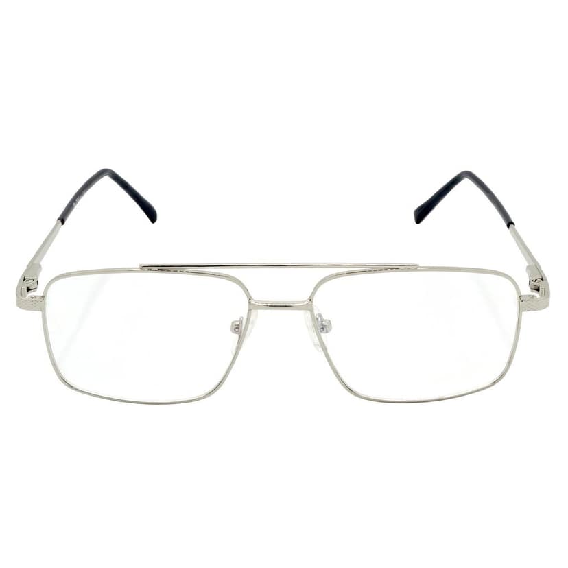 Hrinkar Trending Eyeglasses: Silver Rectangle Optical Spectacle Frame For Men & Women |HFRM-SLVR-19006 view 2