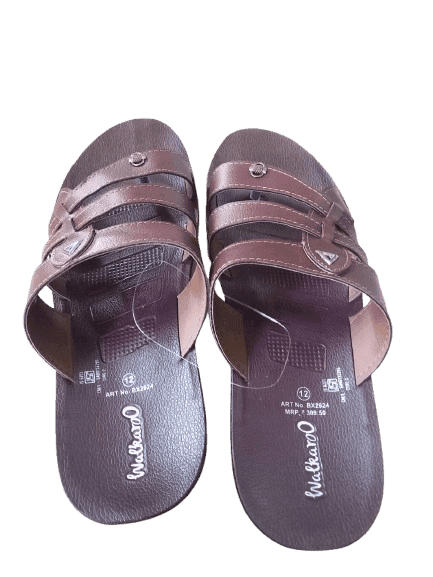 Men's Brown Leather Slip-On Sandals