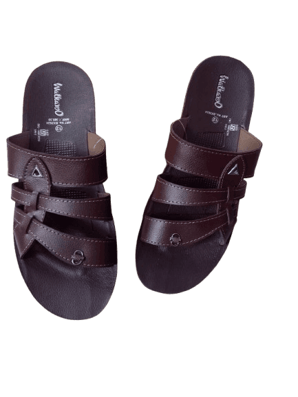 Men's Brown Leather Slip-On Sandals view 3