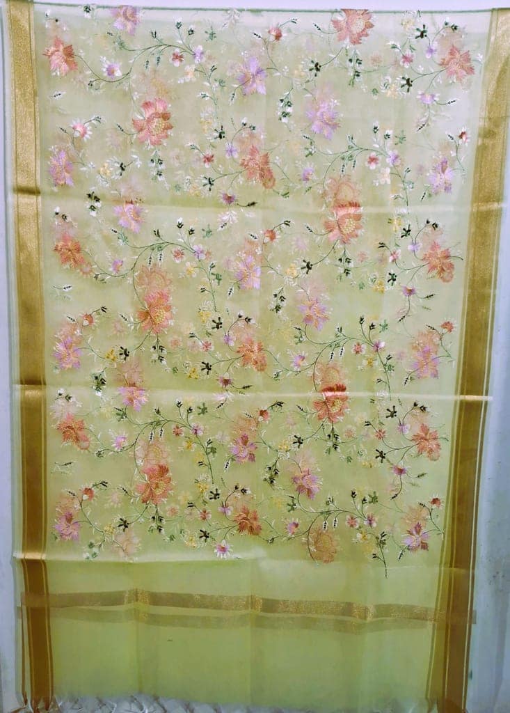 Organza Dupatta with Kasidha work view 4