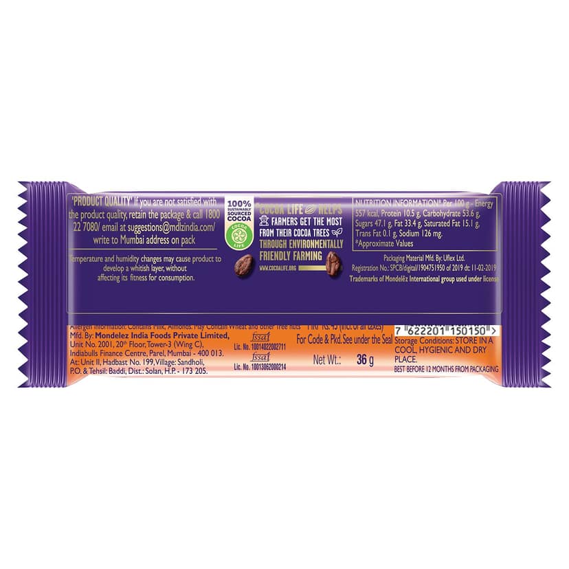 Cadbury Dairy Milk Roast Almond Chocolate Bars, 36 g view 2