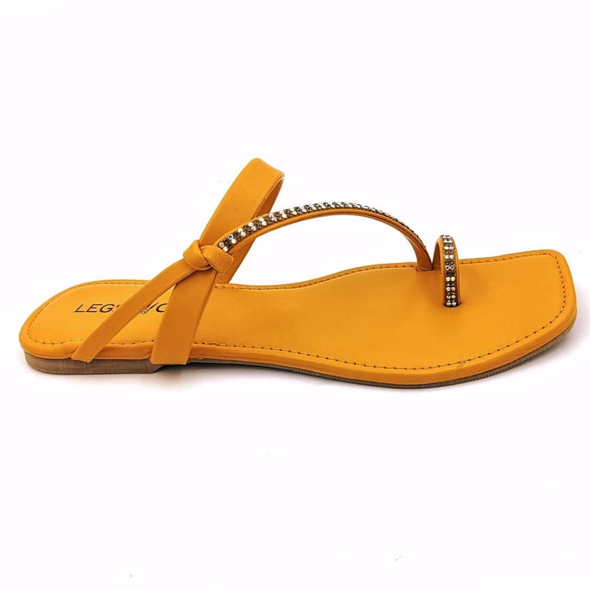 LEGS GO Stylish work Straps flats Fancy Sandal for Women | Casual | Mustard Yellow |