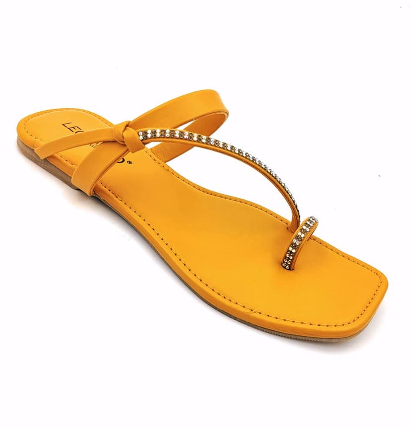 LEGS GO Stylish work Straps flats Fancy Sandal for Women | Casual | Mustard Yellow | view 6