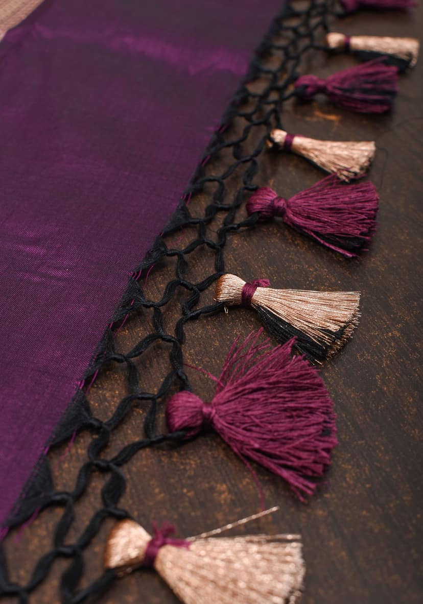 Contemporary Geometric Alfi jaal on Jamuni Purple Banarasi Katan Silk Saree | SILK MARK CERTIFIED view 6