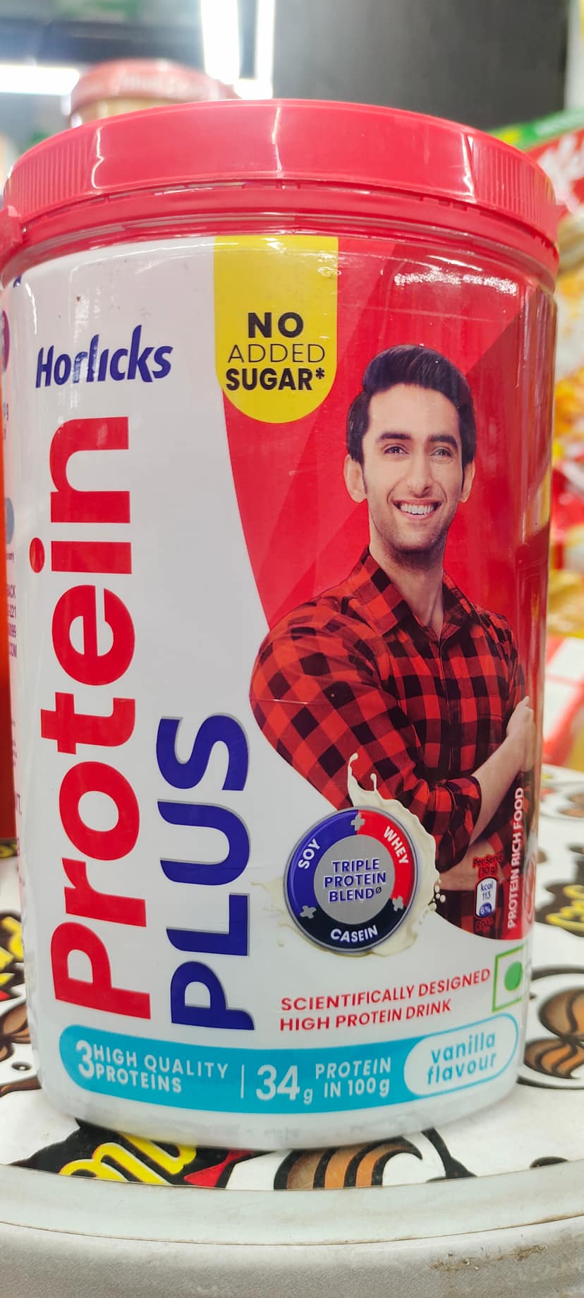 Horlicks protein plus chocolate flavour container