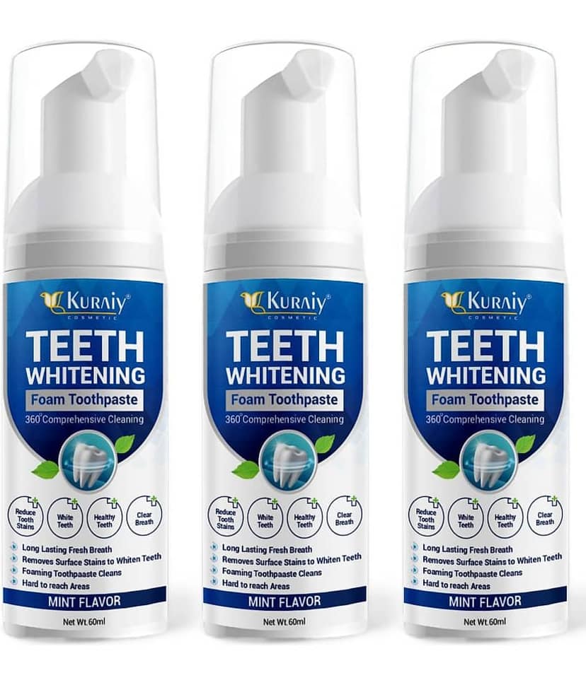 KURAIY Teeth Whitening Oral Hygiene Breath Toothpaste Foam 60ML Pack of 2