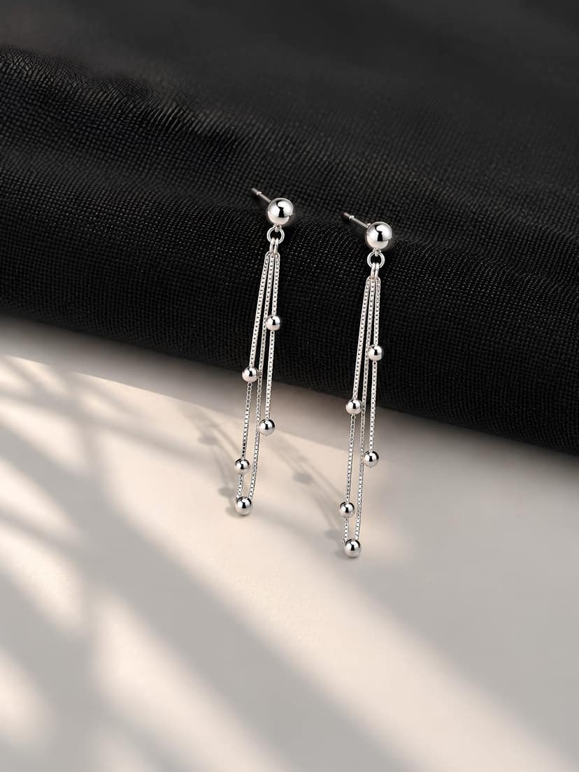 AXORA LIFE 925 Sterling Silver Contemporary Silver Chain Loop Earrings
