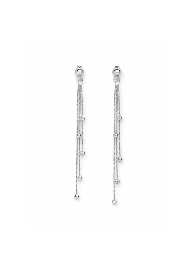 AXORA LIFE 925 Sterling Silver Contemporary Silver Chain Loop Earrings view 3
