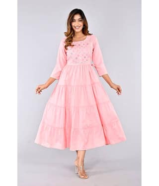 ZAMAISHA - Pink Rayon Women's Flared Kurti ( Pack of 1 )