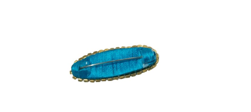 Elegant Turquoise SAREE CLIP Accessory with Floral Embellishments view 2