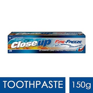 Closeup Fire + Freeze Toothpaste, Dual Sensation, Gel Toothpaste, Upto 12 Hrs Of Fresh Breath & White Teeth, 150G(Savers Retail)