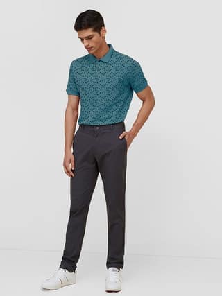 Men Teal Ditsy printed Polo T-shirt