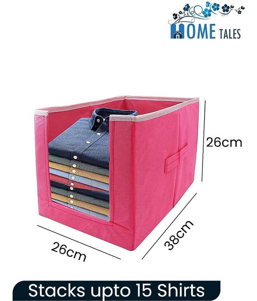 Non-Woven Shirt Stacker & Cloth Organizer,Black ( Pack of 3) view 2