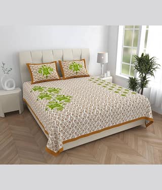 ABHACLOTHO Brown Cotton 1 Double Bedsheet with 2 Pillow Covers ( 230 cm x 210 cm )
