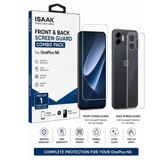 ISAAK Front and Back Screen Protector Compatible with OnePlus N6 (COMBO PACK)