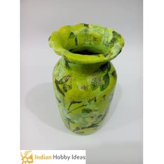 Green Decoupage Floral Flower Vase - IHI view 2