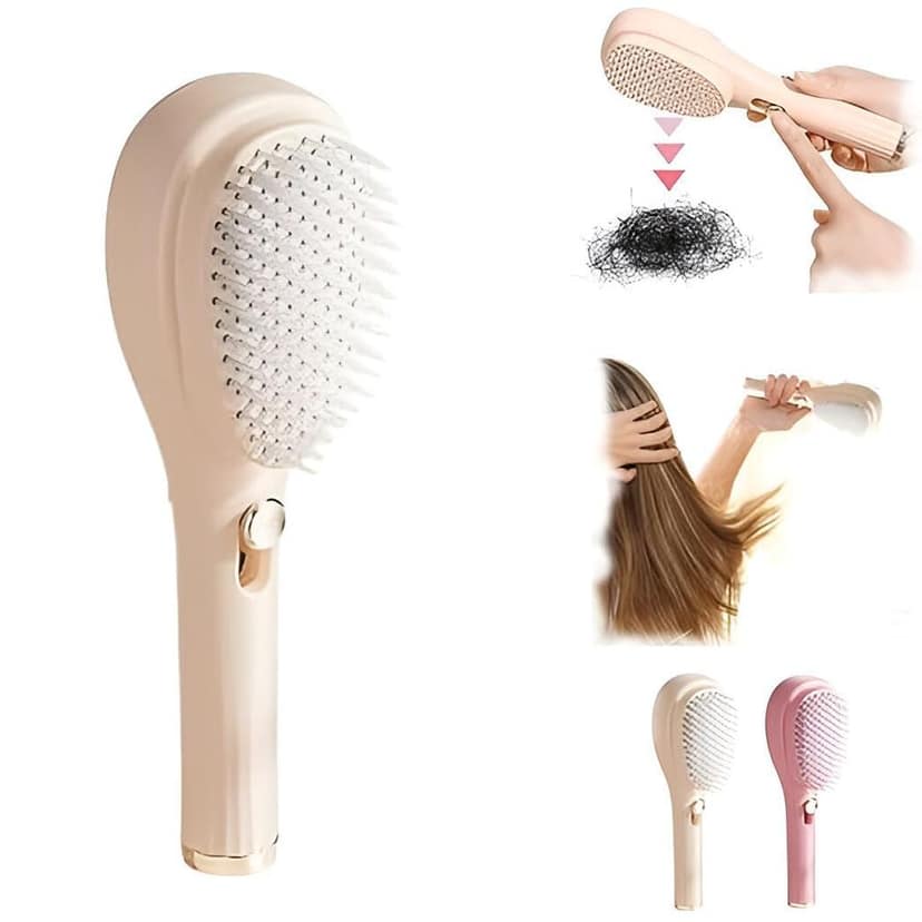Lifeori 2-in-1 Self-Cleaning Hair Brush with Scalp Massager | Anti-Static Detangling Massage Comb for Women, Men & Kids (Multicolour) view 3