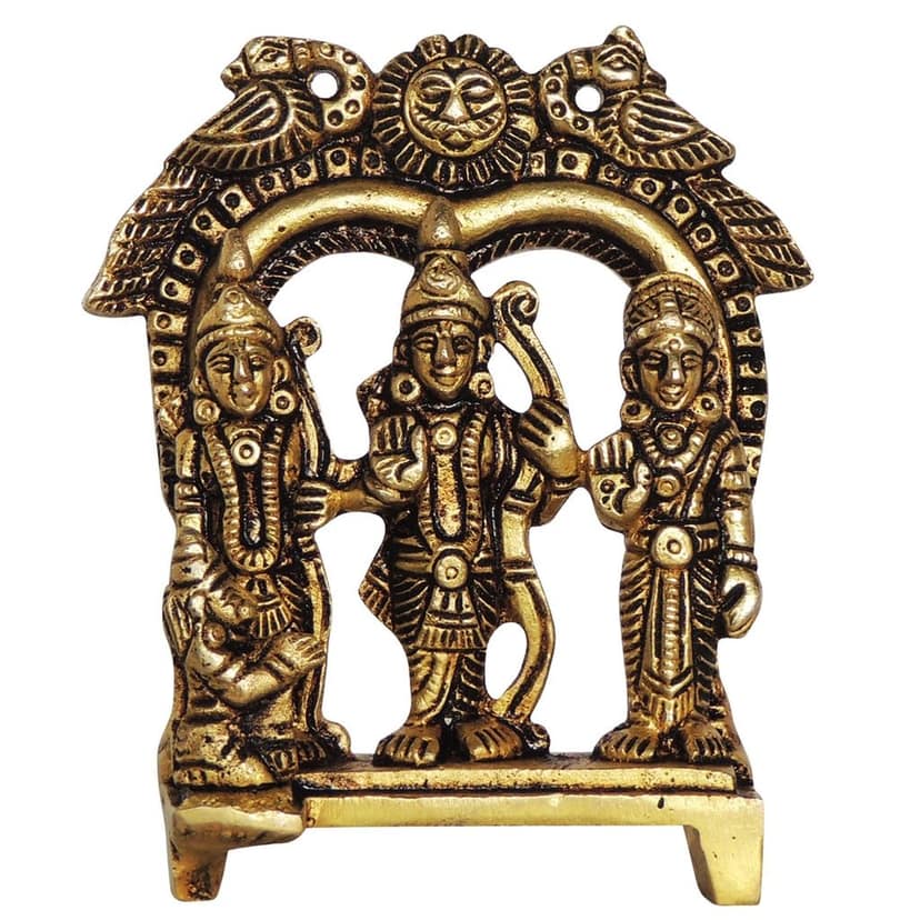Brass Ram Darbar Decorative Statue | Premium Ram Parivar Showpiece, Height : 3.5 Inch (BSMAS1394 B) view 2