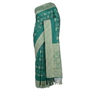 Green Printed Odisha Handloom Saree | Ethnic Woven Cotton