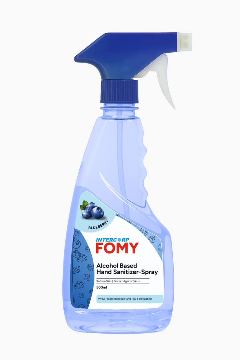 Intercorp Fomy 75% Isopropyl Alcohol-based Hand Rub Sanitizer and Disinfectant Spray - 500 ml (Blueberry)