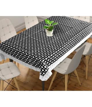 Printed PVC 6 Seater Rectangle Table Cover ( 228 x 152 ) cm Pack of 1 Black