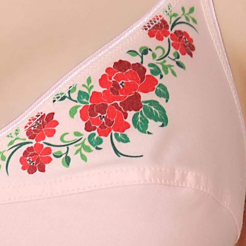 Bodycare polycotton wirefree convertible straps floral cup non padded Bra-5510ECRU view 5