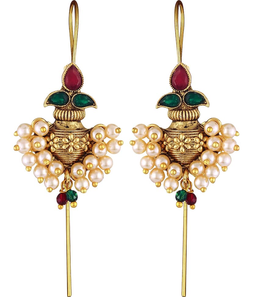 VIVASTRI Multi Color Ear Lobe Support Earrings ( Pack of 1 )