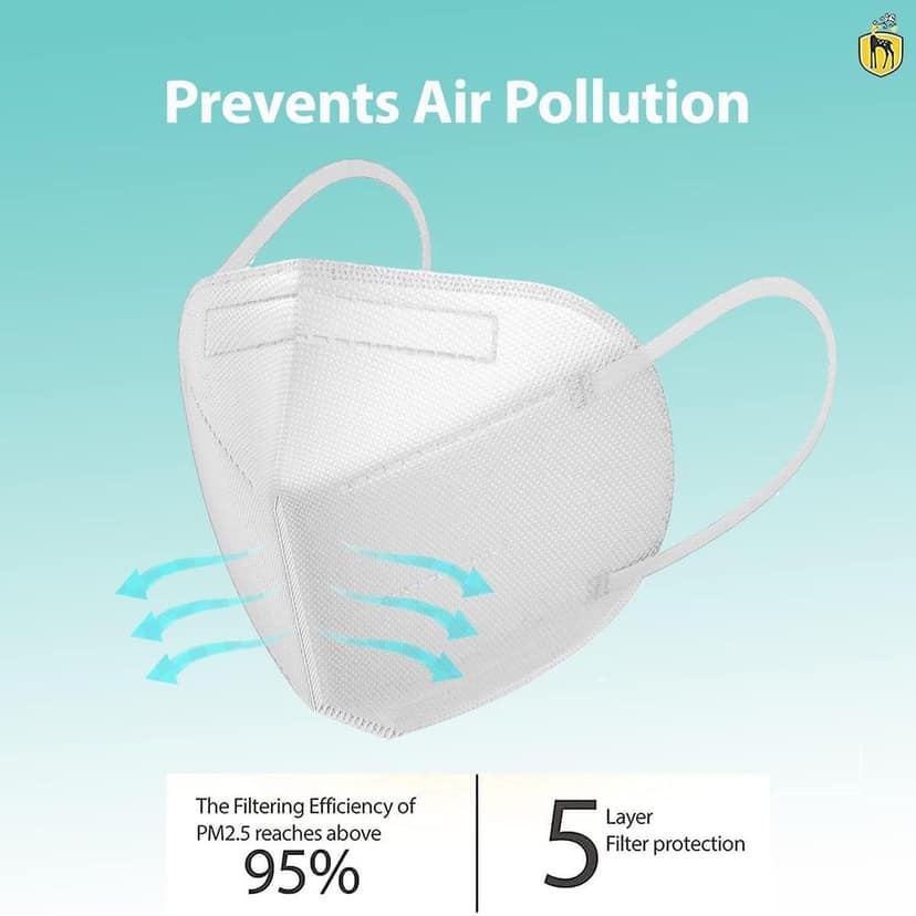 Marc Loire Certified 5-Layered Outdoor Protection Anti Pollution N95 Face Mask For Men And Women (Free Size, White) view 2