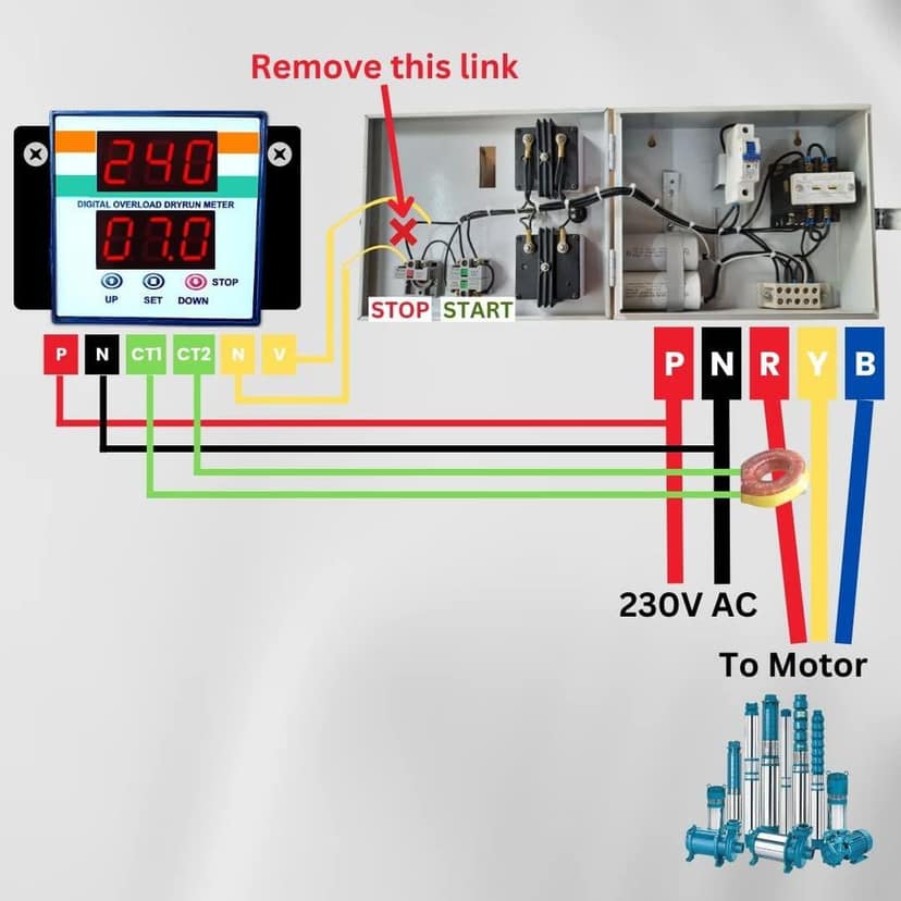 HAPPI Motor Protection Device with Ampere Protection, Voltage Protection and Water Overflow Stop Timer for Water Pump Motor Starter (for Contactor Panel) view 3