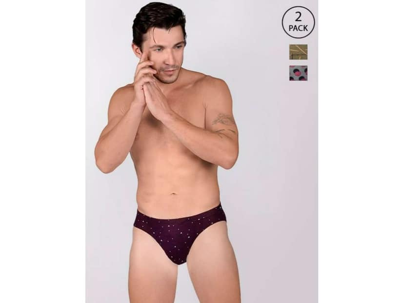 Frenchie Designer 100% Combed Cotton Printed Briefs for Men - Assorted Colours (Pack of 2) - 95