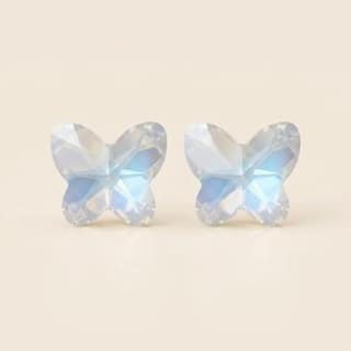 Mint Shimmer Butterfly Crystal Studs - White Opal AB | Gold-Tone Anti-Tarnish Imitation Jewellery