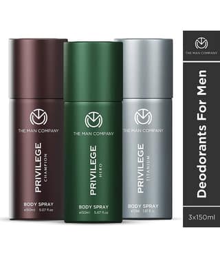 The Man Company Champion, Hero & Titanium Privilege Deo Body Spray for Men 150 ml ( Pack of 3 )