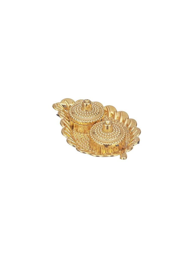 Set Of 2 Red Gold BHAI Thread Rakhi With Roli Chawal Pooja Plate view 10
