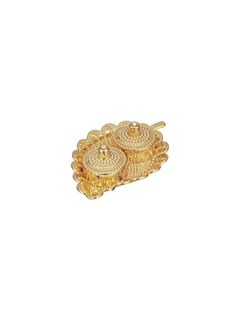 Set Of 2 Red Gold BHAI Thread Rakhi With Roli Chawal Pooja Plate view 9