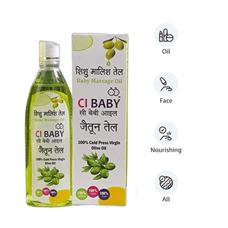 CI BABY Massage Oil 200ml For strong bones & muscles Goodness Of Natural Olive Oil Enriched With Vitamin E & 100% Virgin Olive Oil Dermatologically Tested Clinically Proven for Newborn Growth & Care