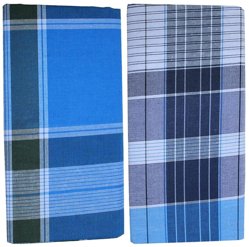Lafabriqueind Mens cotton check Lungi, 2 mtr size, Assorted checks (Small & Big) - Pack of 1 view 3