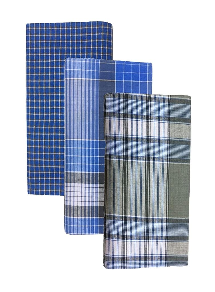 Lafabriqueind Mens cotton check Lungi, 2 mtr size, Assorted checks (Small & Big) - Pack of 1 view 4