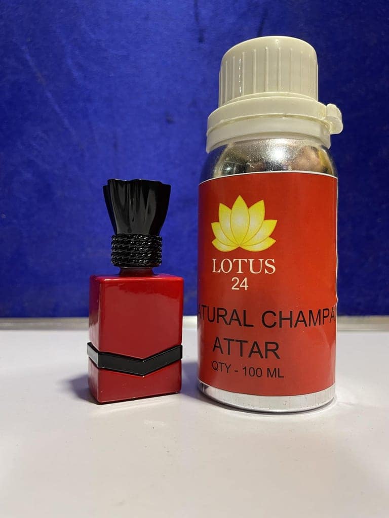 LOTUS24 Champa Attar 3.4 fl. oz. (100ml) + Free 0.2 fl. oz. (6ml) | Exotic & Floral Champa Aroma | Long-Lasting Alcohol-Free Perfume Oil view 2