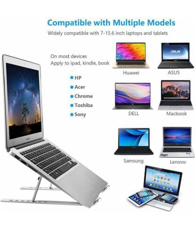 Nyalkaran import export Laptop Table For Upto 48.26 cm (19) Silver aluminium laptop stand view 2